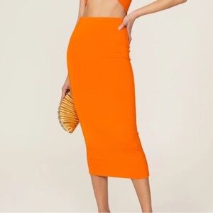 The Andamane Gisele Midi Jersey Pencil Tube Skirt Orange Sz 40 Small Minimalist